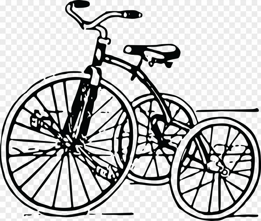 Vintage Cyclist Tricycle Bicycle Auto Rickshaw Clip Art PNG