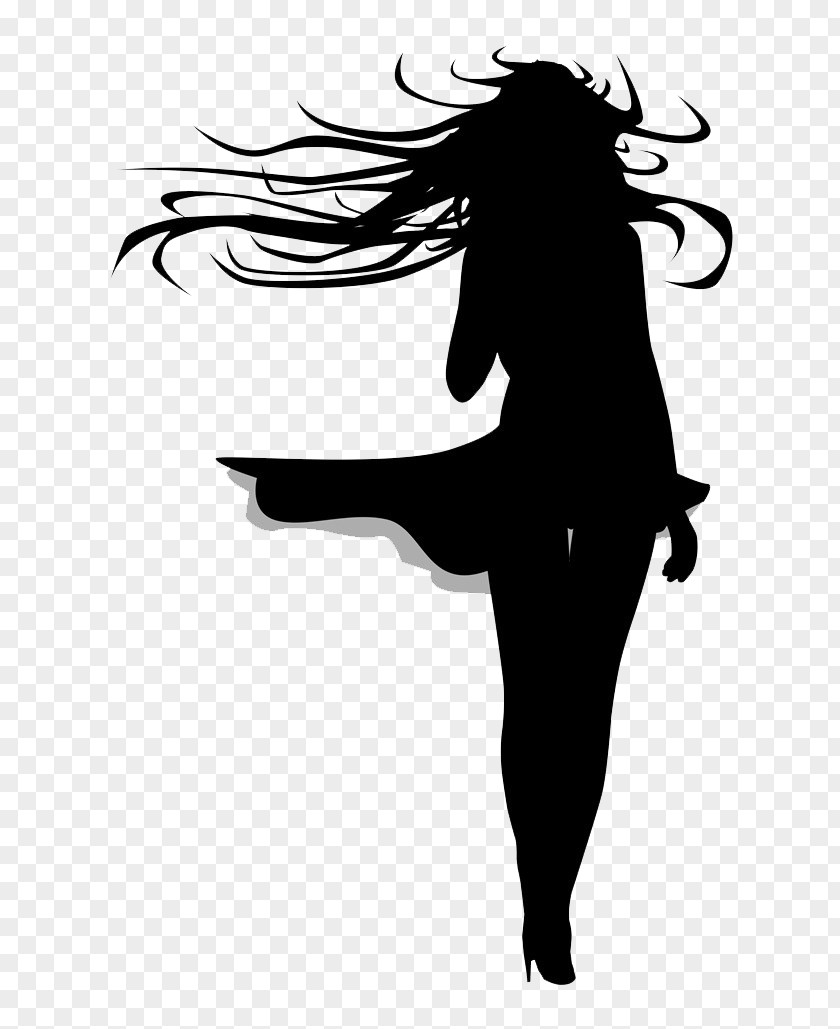 Black Figure Silhouette Wind Hair Drawing Clip Art PNG