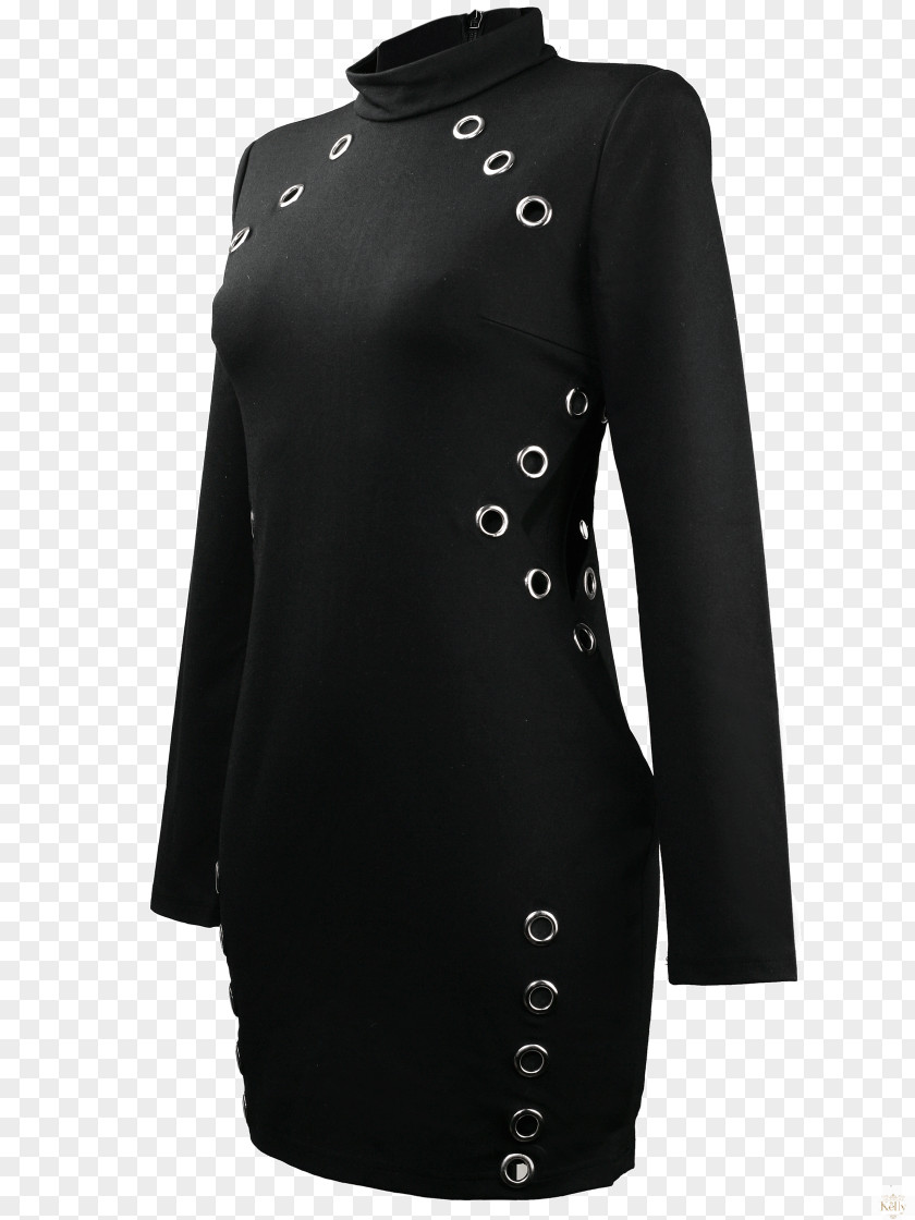 Long Gown Overcoat Neck Product Black M PNG