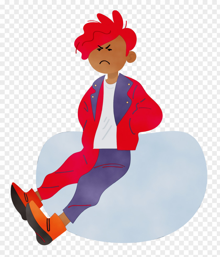 Cartoon Character Red Headgear Sitting PNG