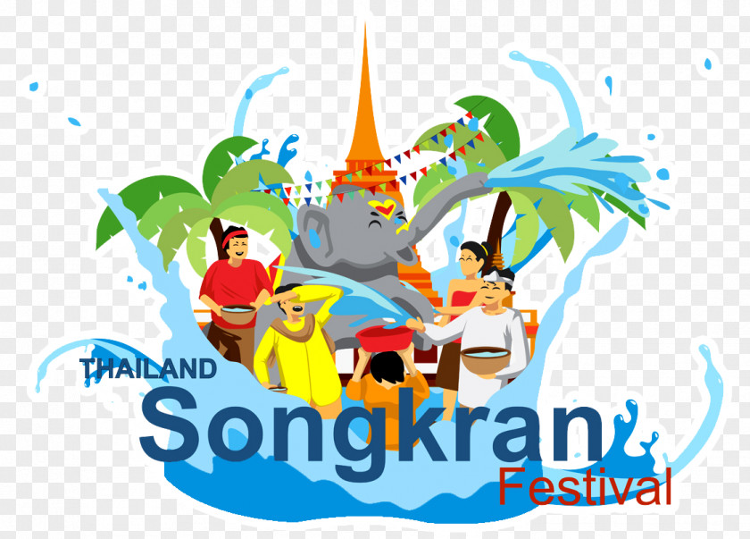 Happy Festival Khaosan Road Songkran Vector Graphics Euclidean Illustration PNG