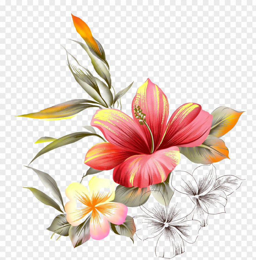 Painting Watercolor Flower PNG