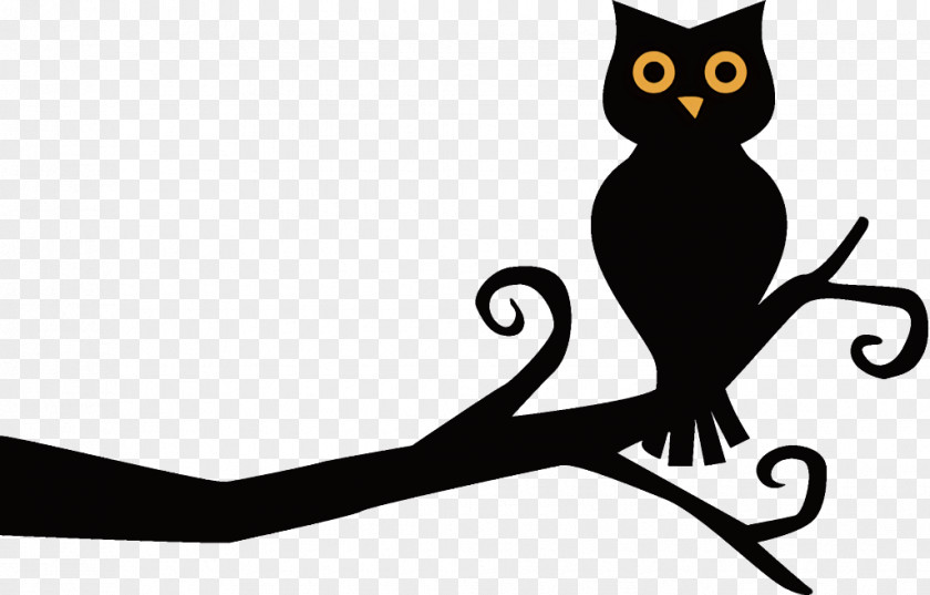 Silhouette Tail Owl Halloween PNG