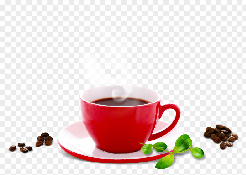 Red Coffee Cup Beans Espresso Cappuccino Cafe PNG