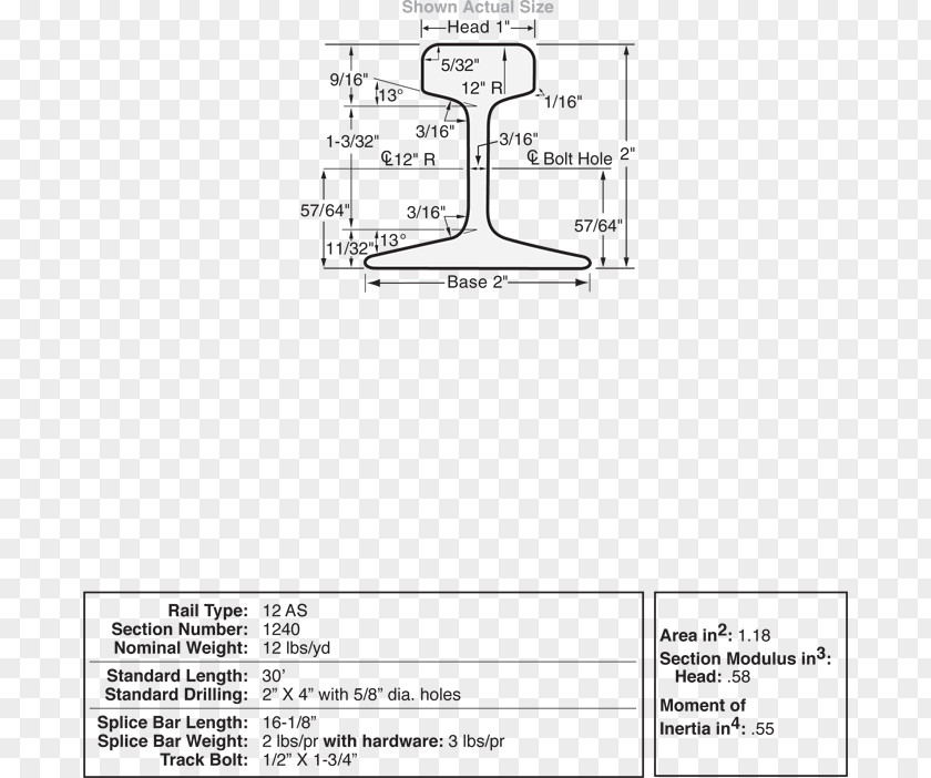 Crane Rail Transport Track Profile American Railway Engineering And Maintenance-of-Way Association PNG