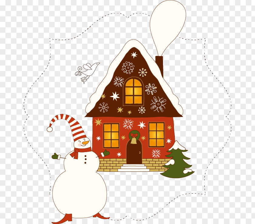 Snowman Pattern Abstract House Christmas Card Clip Art PNG