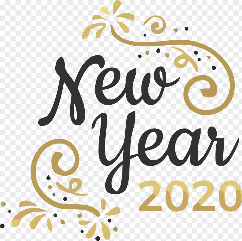 Calligraphy Text Happy New Year 2020 Years PNG