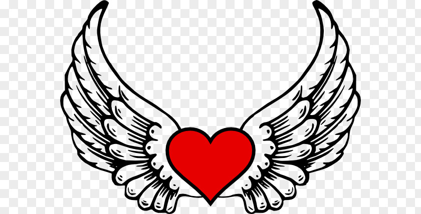 Hearts With Wings Coloring Pages Angel Pink Clip Art PNG