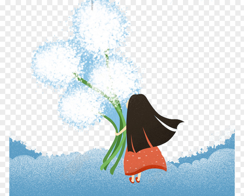 White Dandelion Illustration PNG