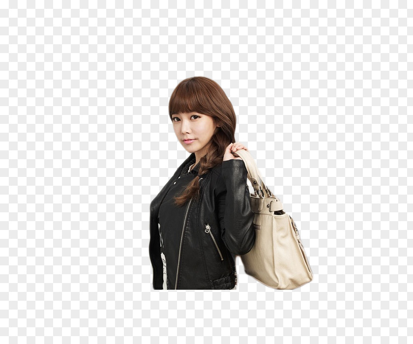 Park Soyeon Leather Jacket Coat Shoulder Hair Coloring Wig PNG