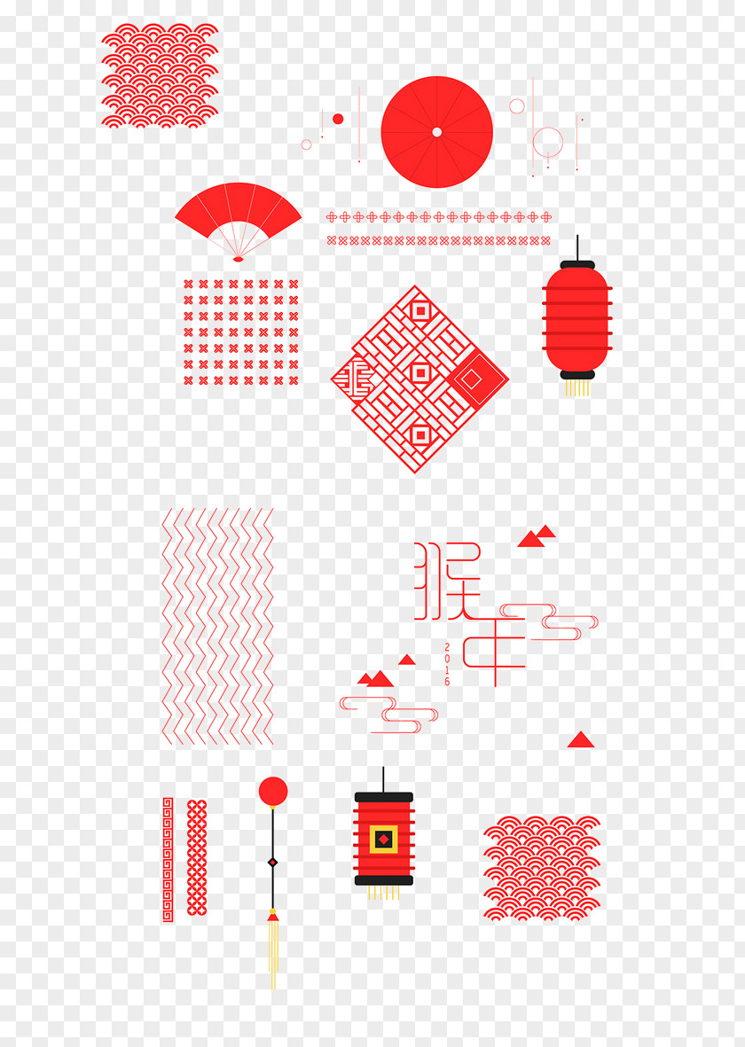 Chinese New Year Red Decorative Material Paper Texture Mapping PNG