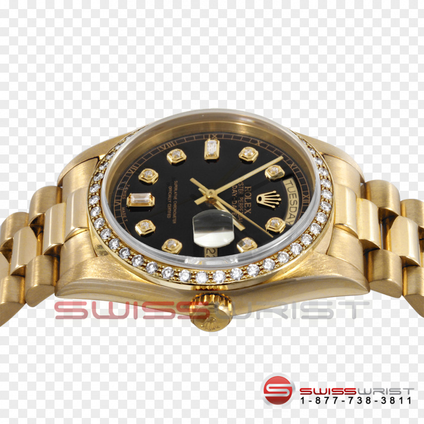 Diamond Bezel Watch Rolex Day-Date Gold PNG