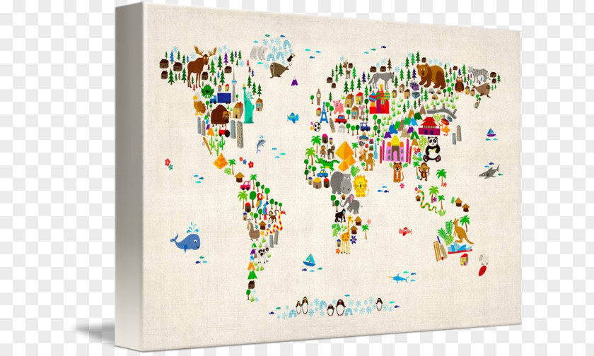 Map World Art Canvas Print PNG