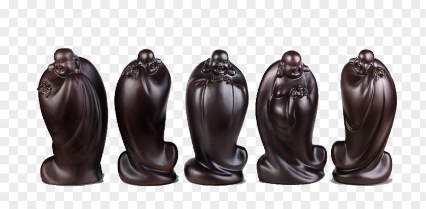 A Row Of Rosewood Carving Small Buddha Statue Maitreya Sculpture Buddhahood Buddharupa PNG