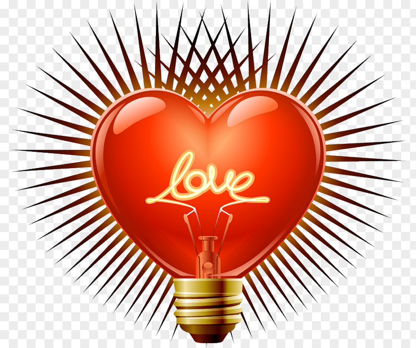 Light Incandescent Bulb Heart Lamp PNG