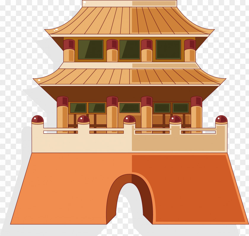 Retro Palace Chinese China Building Architecture Illustration PNG