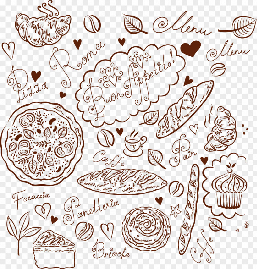 Hand-painted Dessert,Hand-painted Pizza Coffee Cafe Hot Dog PNG