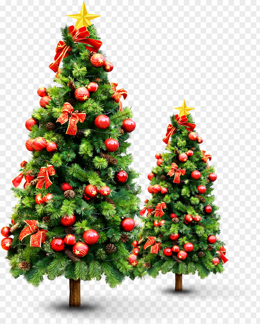 Red Ball Christmas Tree Pattern New Year PNG