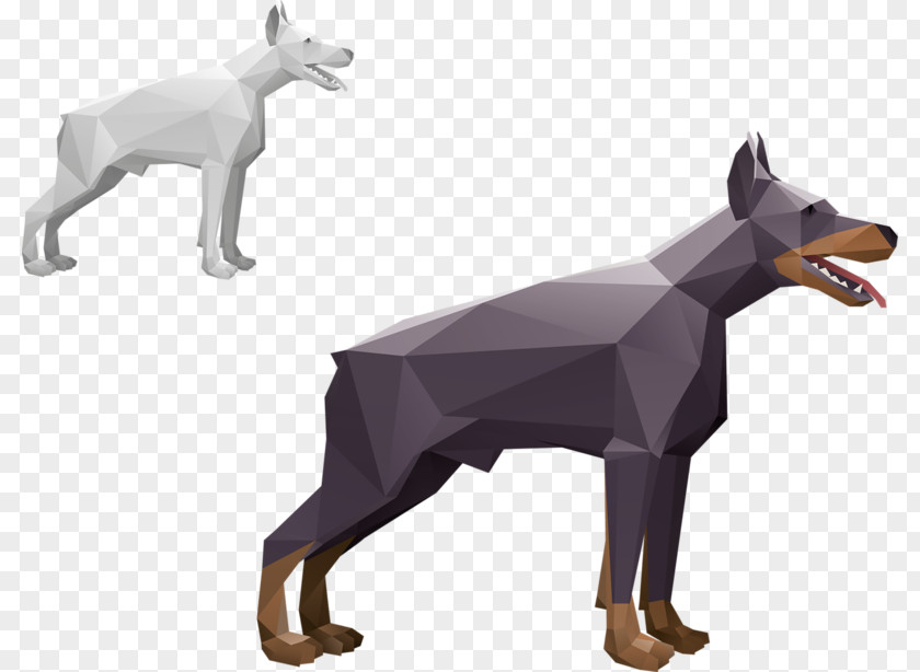 Two Dogs Dog Origami Polygon Illustration PNG