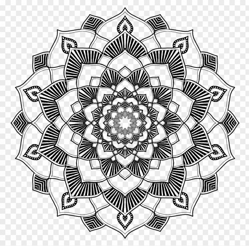 White Mandala Coloring Book Sacred Geometry Line Art PNG
