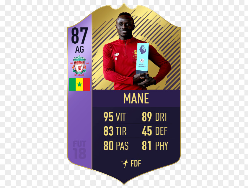 Sadio Mane FIFA 18 17 Premier League Player Of The Month Senegal National Football Team PNG