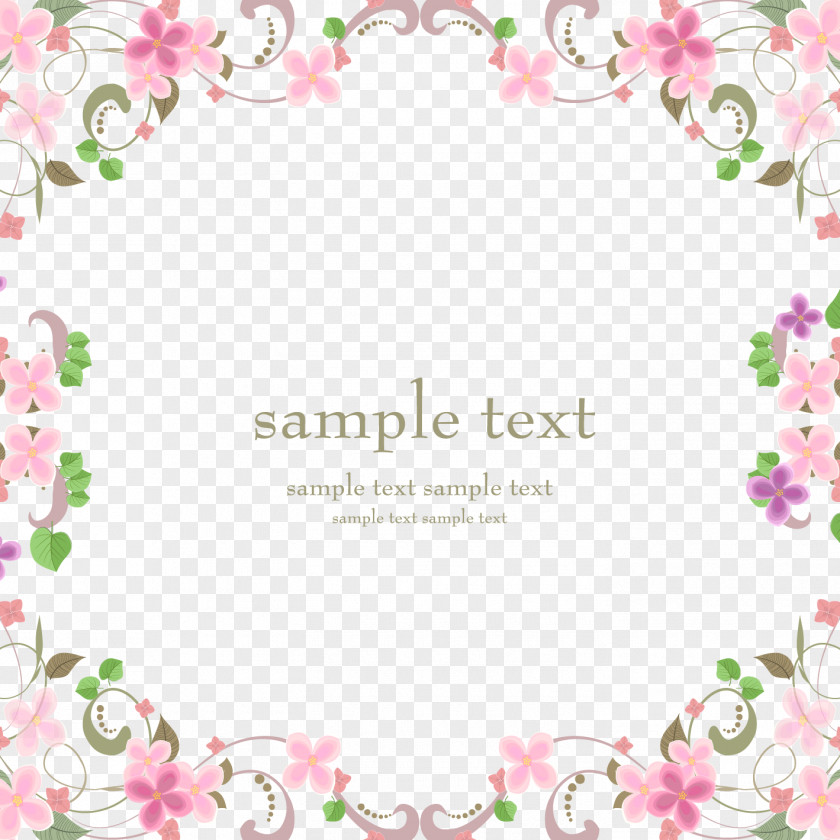 Vector Pink Flowers Border Material PNG