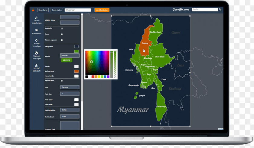 Map World JsonBix | Interaktive Landkarten Online Editor Image Template PNG