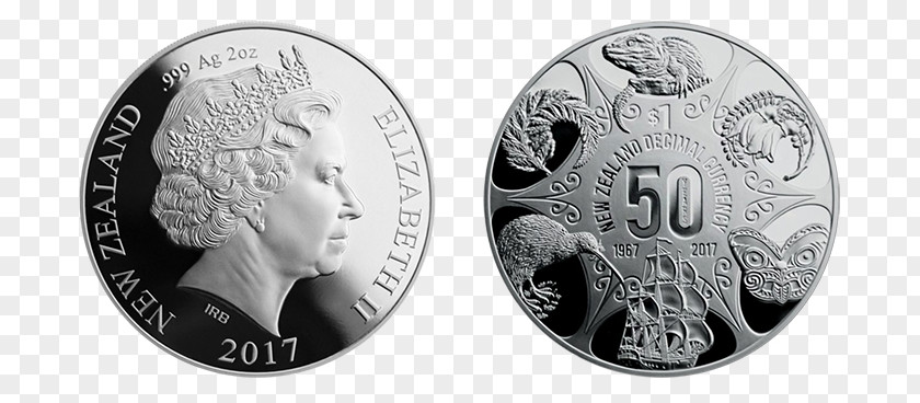 50 Year Anniversary Silver Coin New Zealand Dollar PNG