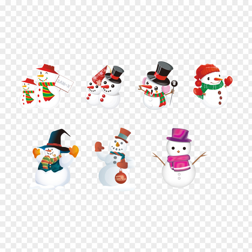 Vector Christmas Snowman Collection Santa Claus Clip Art PNG