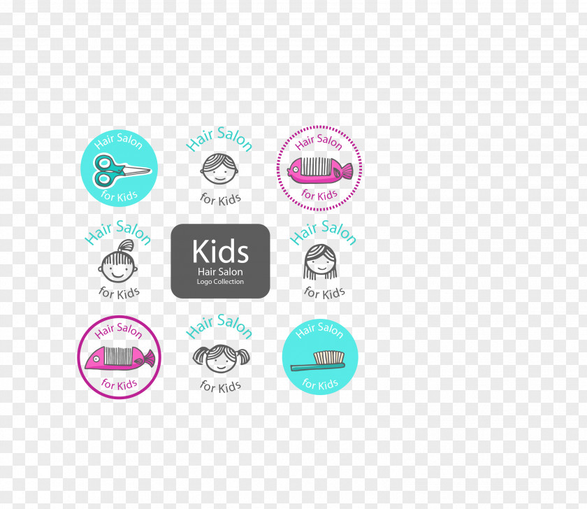 Vector Colored Child With Hair Cut Label Logo Beauty Parlour Drawing Sketch PNG