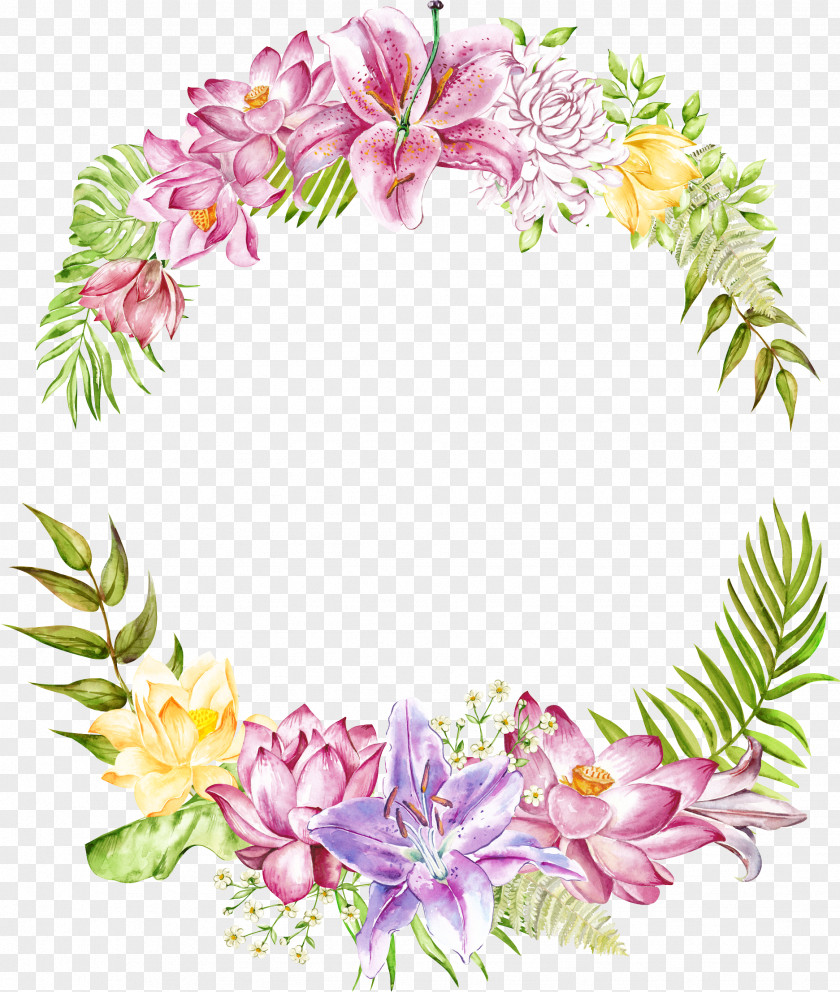 Plant Pink Watercolor Wreath Background PNG