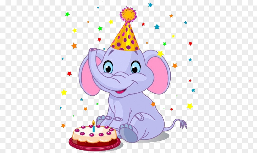 Birthday Cake Elephantidae Greeting & Note Cards Clip Art PNG
