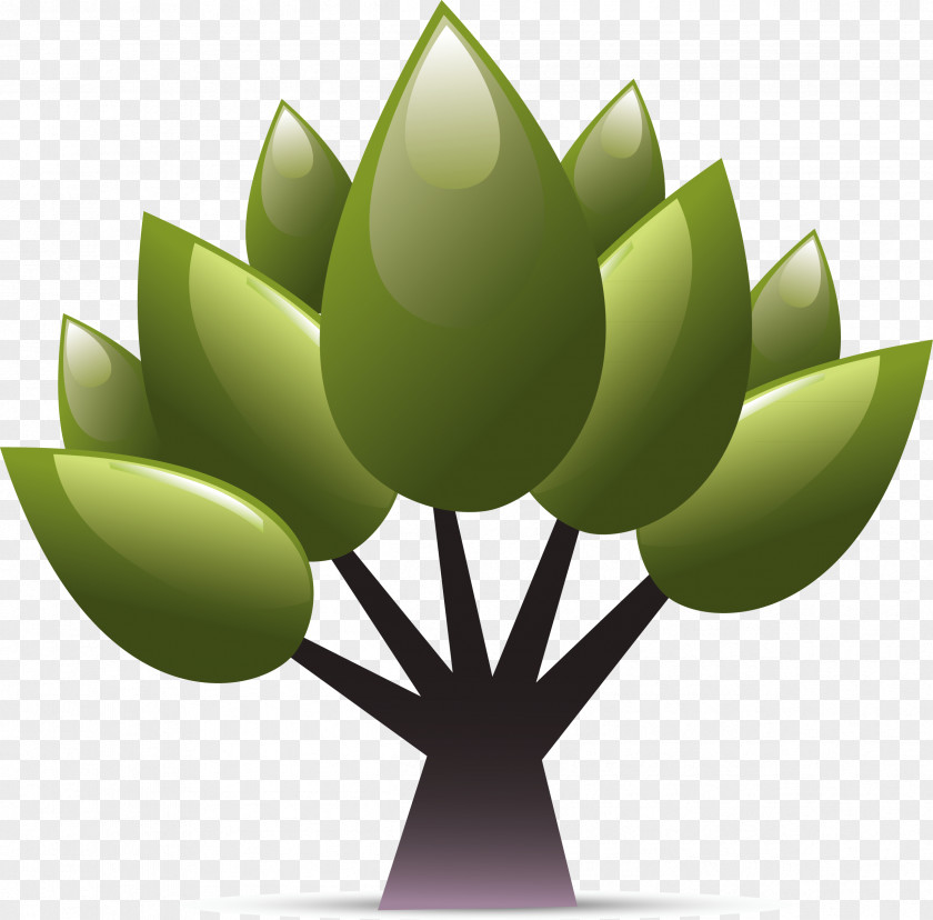 Green Palm Tree Elements Plant Icon PNG