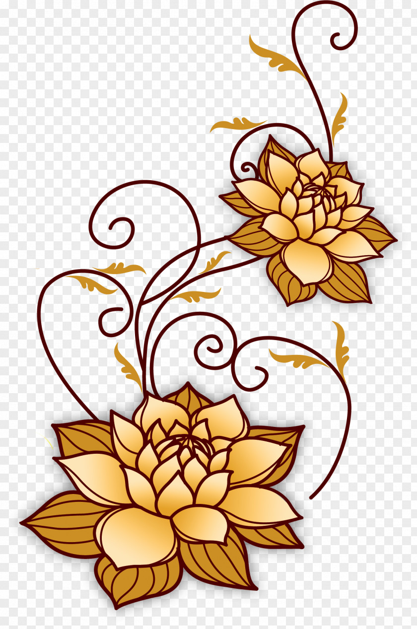 Hand Painted Lotus Lines PNG