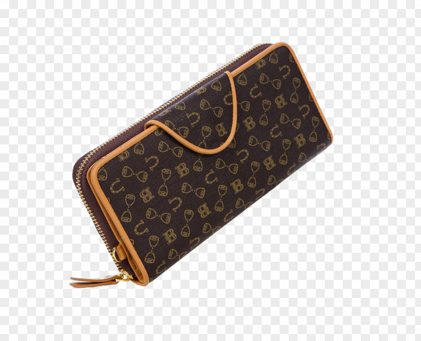 Brown Long Ladies Wallet Handbag Designer PNG
