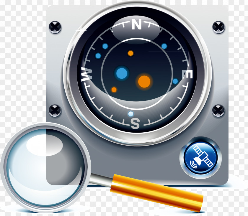 Magnifying Glass Compass Sailing Element GPS Navigation Device Point Of Interest Icon PNG