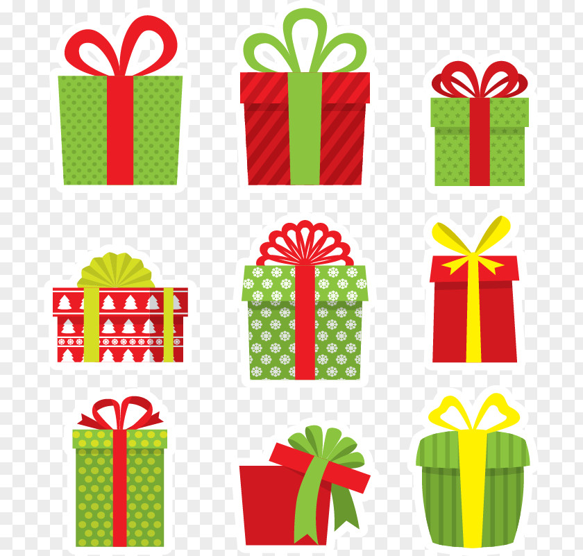 Nine Holiday Gift Clip Art PNG