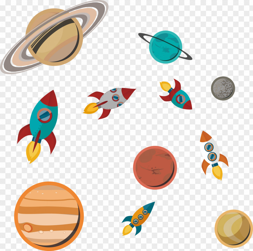 Planet Spaceship Paper Outer Space Rocket Illustration PNG