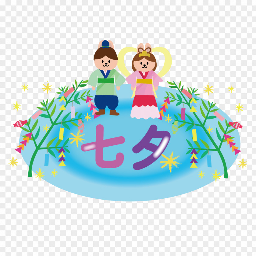 Tanabata Qixi Festival Chinese Characters Label Clip Art PNG