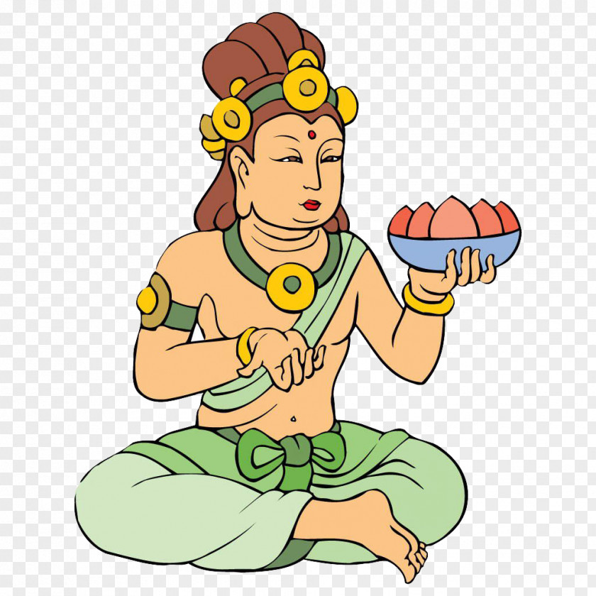 Buddha Holding Lotus Cartoon Buddhism Clip Art PNG