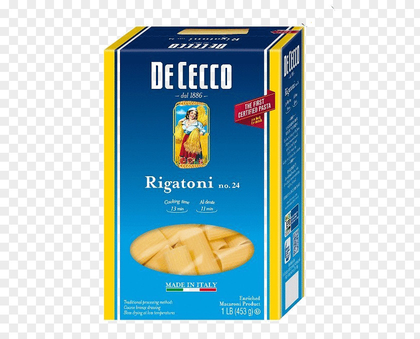 Rigatoni De Cecco Pasta Acini Di Pepe Italian Cuisine PNG