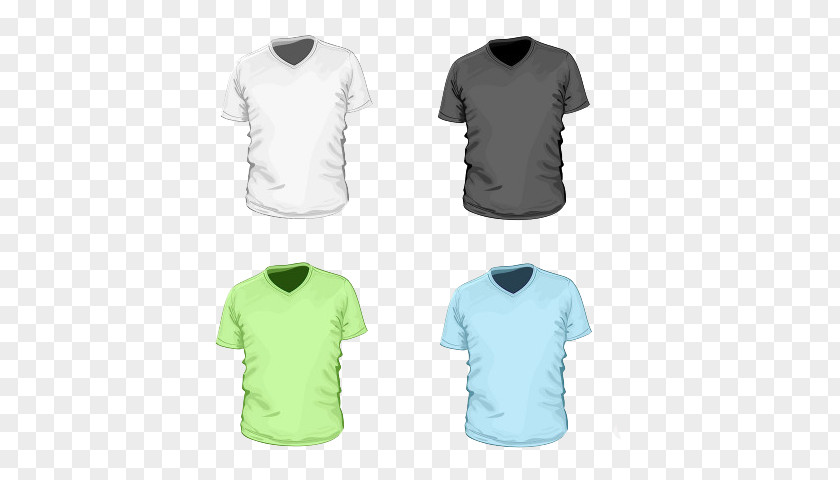 Colored T-shirt Template Clothing Neckline Sleeve PNG