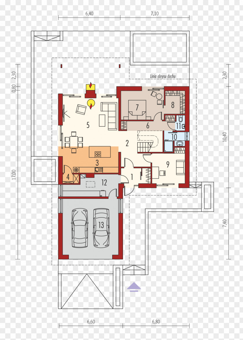 House Floor Plan Project Rzut Gable Roof PNG