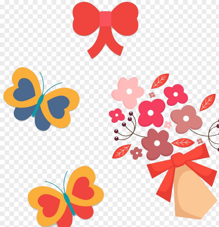Bows And Flowers Cartoon Clip Art PNG