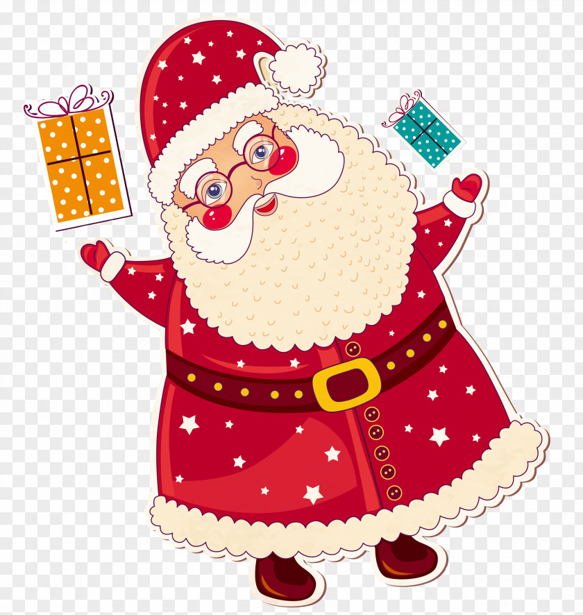 Free Santa Claus Vector Material Pull Christmas Card Cartoon PNG