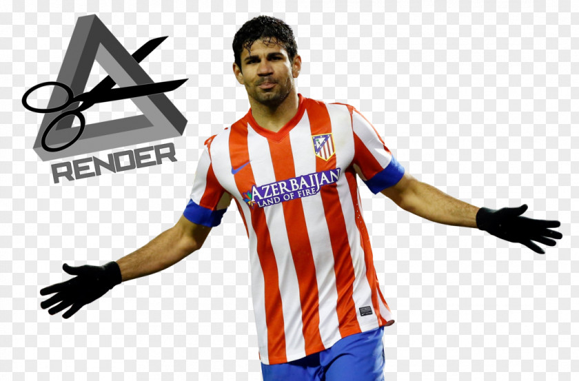Diego Costa Atlético Madrid Jersey Football Player Rendering PNG