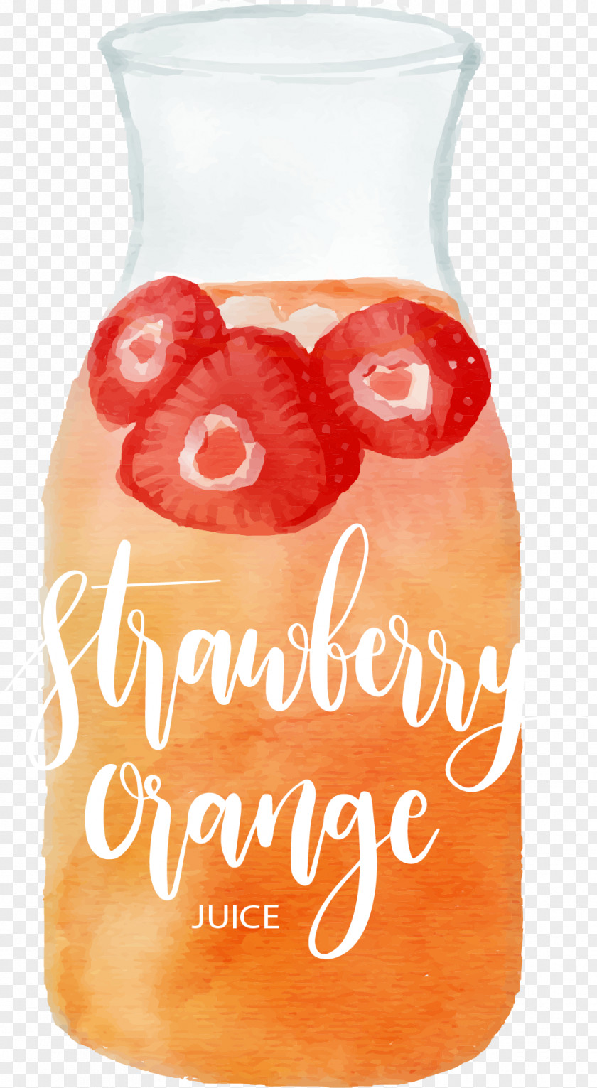 Hand Painted Strawberry Orange Juice PNG