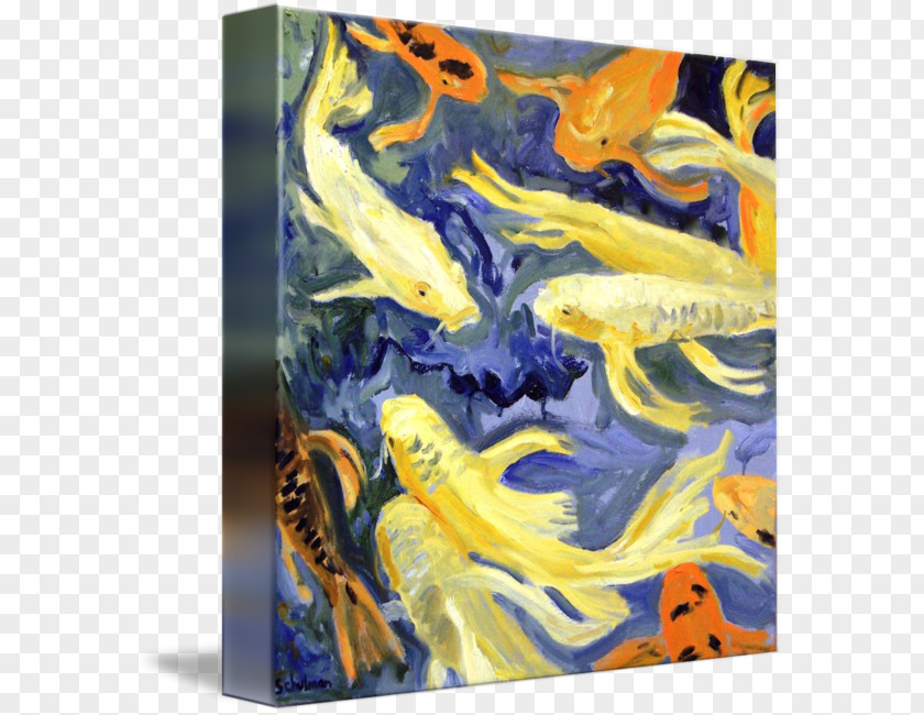 Oil Painting Butterfly Koi Art PNG