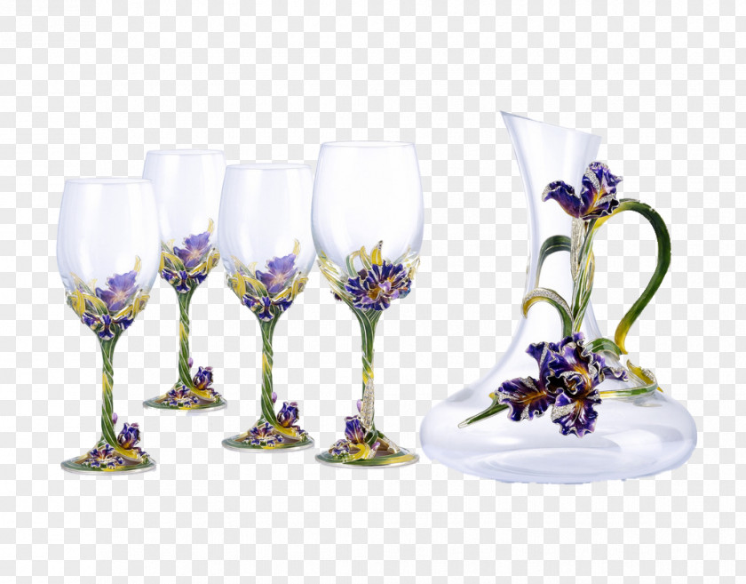 Glass Wine Set Decorative Arts Stained PNG