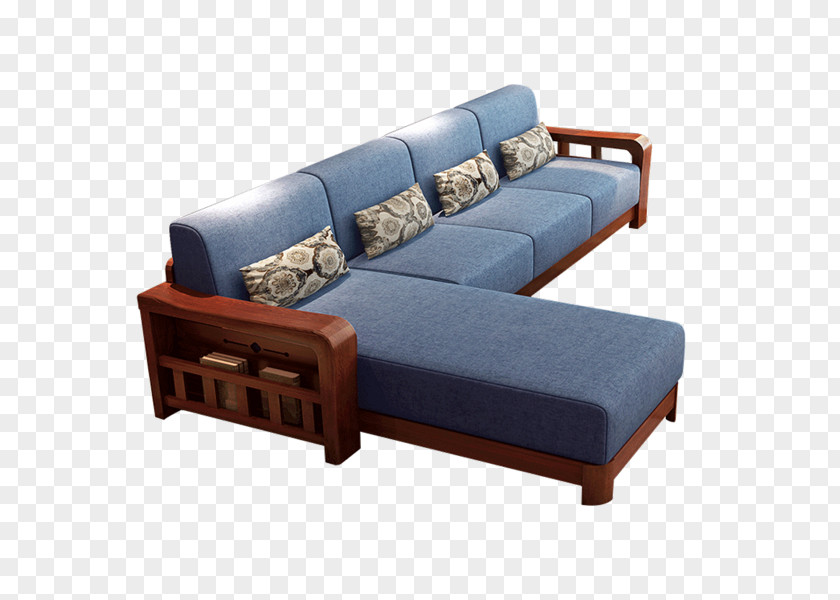 New Chinese Style Blue Sofa Furniture Bed Couch Chair PNG